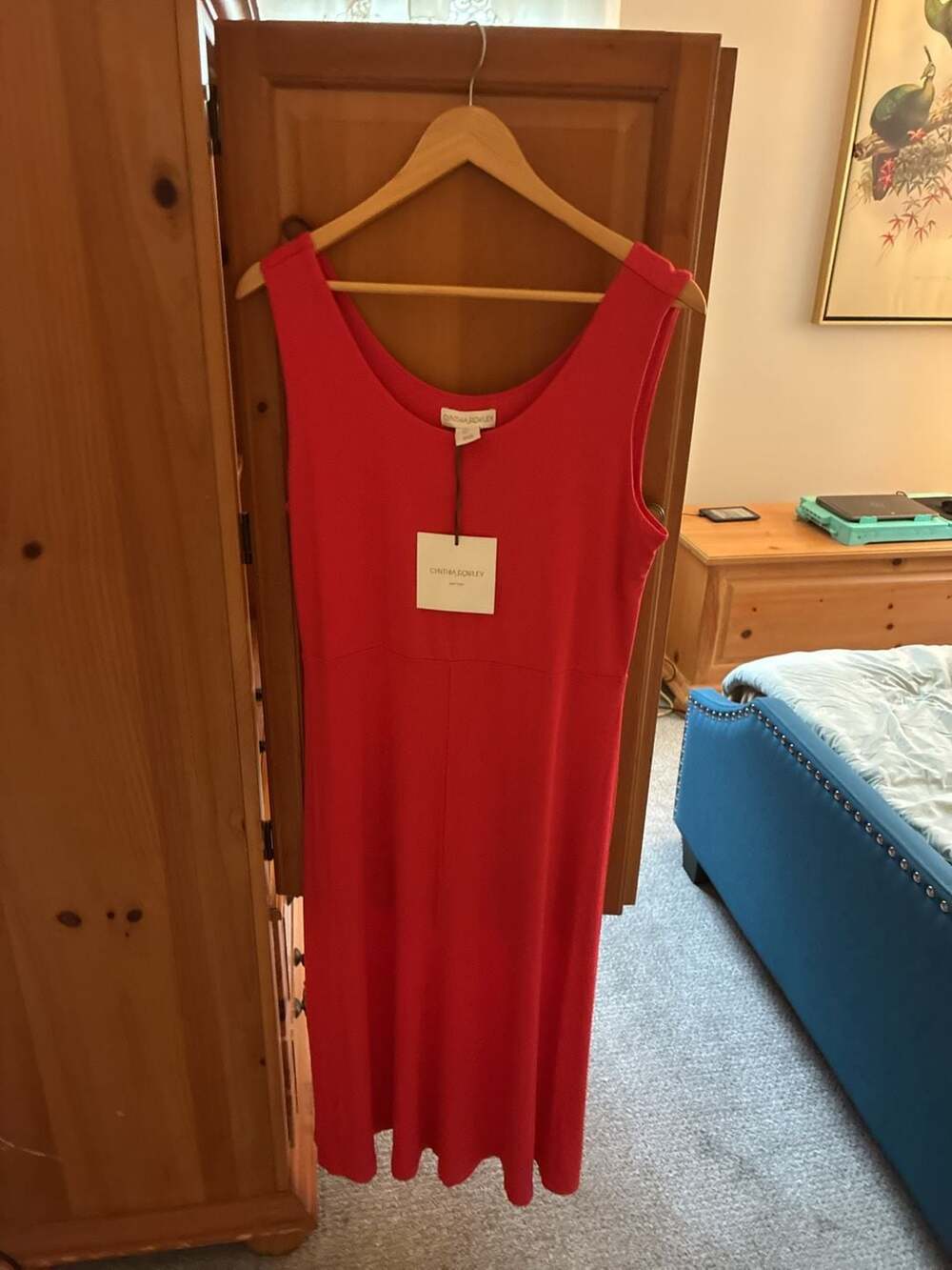 Cynthia Rowley Midi Dress Size L Red Sleeveless Scoop Neck